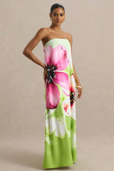 Ellery | Lime Floral Print Bandeau Maxi Dress