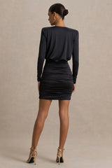 Ciela | Black Extreme Plunge-Neck Mini Dress