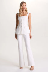 Aceline | White Square-Neck Tailored Jumpsuit