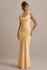 Alesso | Peach Satin Cowl-Neck Slip-Maxi Dress