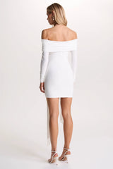 Essie | White Bardot Wrap Mini Dress With Sash Detail
