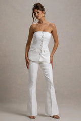 Carina | White Flared-Leg Tailored Trousers