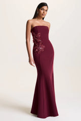 Aylana | Burgundy Bandeau Maxi Dress With Embellished Detail