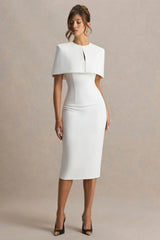 Baylor | White Midi-Dress With Removable Cape