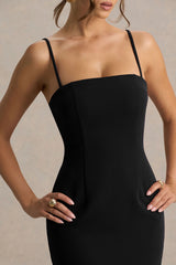 Baylor | Black Midi-Dress With Removable Cape-Detail