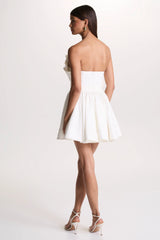 Distinguished | White Asymmetric Ruffled Mini Dress