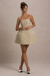 Clarabell | Cream Sequin Bandeau Structured Mini Dress