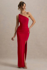 Dressing Up | Red One Shoulder Maxi Dress With Open Back Detail