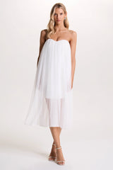 Dreamland | Ivory Sweetheart Corset Mini Dress With Tulle Overlay