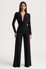 Catriona | Black Plunge-Neck Jumpsuit