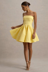 Bruna | Lemon Bandeau Skater Mini Dress