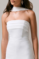 Enchanted | White High-Neck Jumpsuit With Scarf