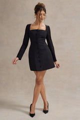 Andie | Black Tailored Square-Neck Mini Dress