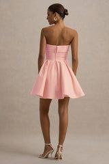 Bruna | Light Pink Bandeau Skater Mini Dress