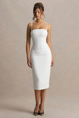 Baylor | White Midi-Dress With Removable Cape
