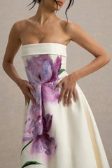 Annalise | Peony Floral Print Bandeau Skater Midi Dress