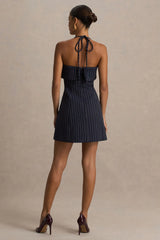 Ember | Navy Pinstripe Square-Neck Mini Dress