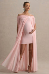 Atmosphere | Pink Bandeau Maternity Mini Dress With Mesh Overlay