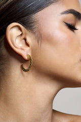 Aileen | Gold Textured Hoop Earrings