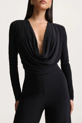 Catriona | Black Plunge-Neck Jumpsuit