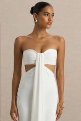 Elixir | Cream Sweetheart-Neck Maxi Dress with Cut-Out Details