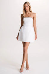 Bobbie | White Embellished Bandeau Mini Dress