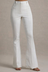 Carina | White Flared-Leg Tailored Trousers
