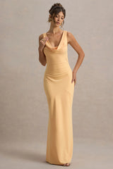 Alesso | Peach Satin Cowl-Neck Slip-Maxi Dress
