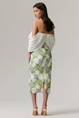 Entitled | Cream Floral Lace Bardot Midi Dress