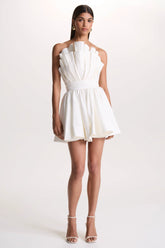 Distinguished | White Asymmetric Ruffled Mini Dress