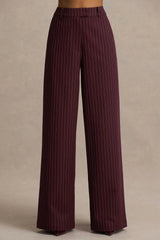Asteria | Burgundy Pinstripe Wide-Leg Trousers
