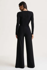 Catriona | Black Plunge-Neck Jumpsuit