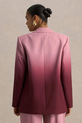 Enya | Cherry Ombre Plunge-Neck Satin Blazer