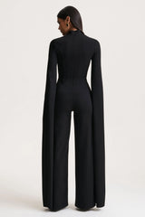 Elisabetta | Black Square-Neck Jumpsuit With Cape-Sleeves