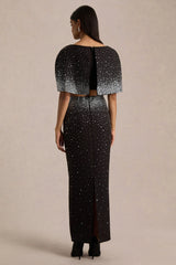 Fabiana | Black Hand-Embellished Maxi Skirt