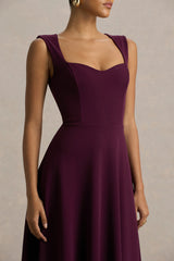 Andromeda | Burgundy Sweetheart-Neck Midi Dress