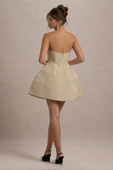 Clarabell | Cream Sequin Bandeau Structured Mini Dress