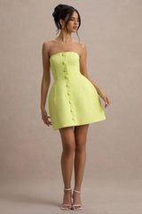 Anniston | Lemon Bandeau Tailored Button Mini Dress
