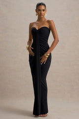 Ali | Black Sweetheart Ruched Wrap Maxi Dress
