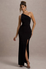 Dressing Up | Black One Shoulder Maxi Dress With Open Back Detail