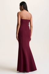 Aylana | Burgundy Bandeau Maxi Dress With Embellished Detail
