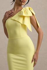Ambretta | Lemon One-Shoulder Midi Dress With Bow
