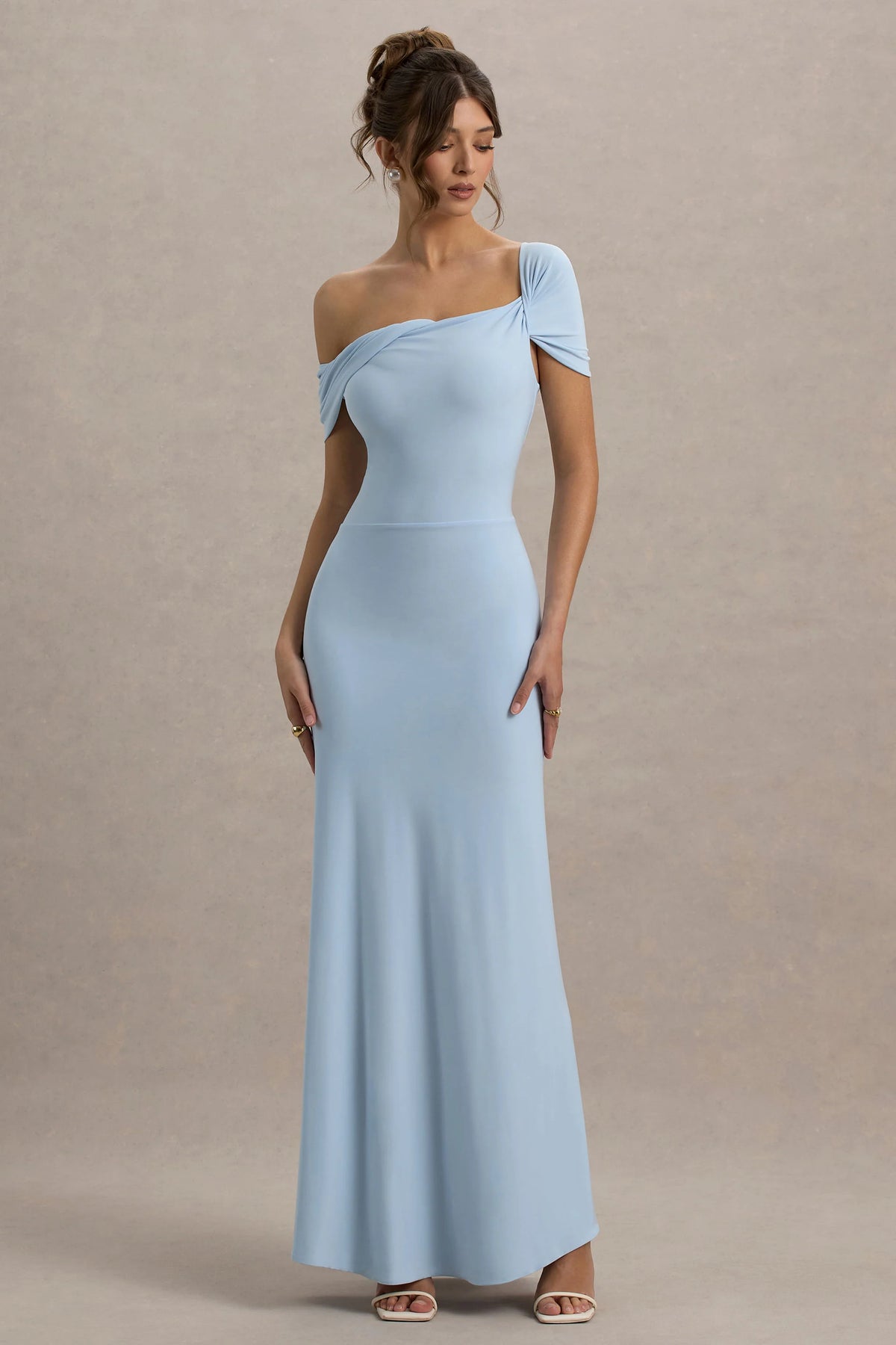 Amel | Powder Blue Asymmetric Maxi Dress