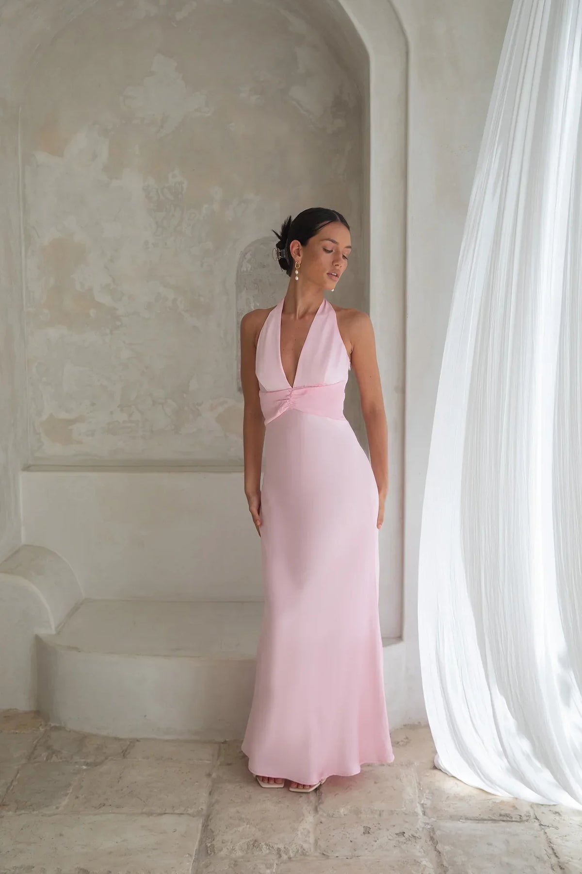 Destinations Halter Maxi Dress Pink