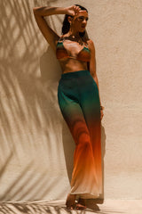 Farretti | Ombre Print Chiffon Wide-Leg Trousers