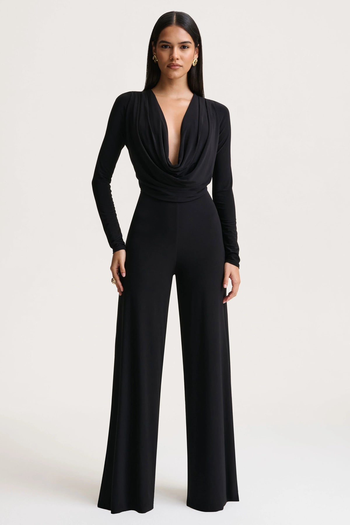 Catriona | Black Plunge-Neck Jumpsuit