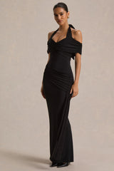 Camille | Black Bardot-Neck Maxi Dress