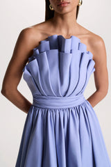 Distinguished | Powder Blue Asymmetric Ruffled Mini Dress