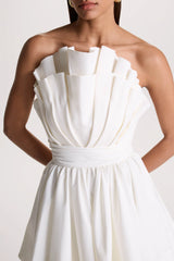 Distinguished | White Asymmetric Ruffled Mini Dress