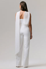 Enchanted | White High-Neck Jumpsuit With Scarf